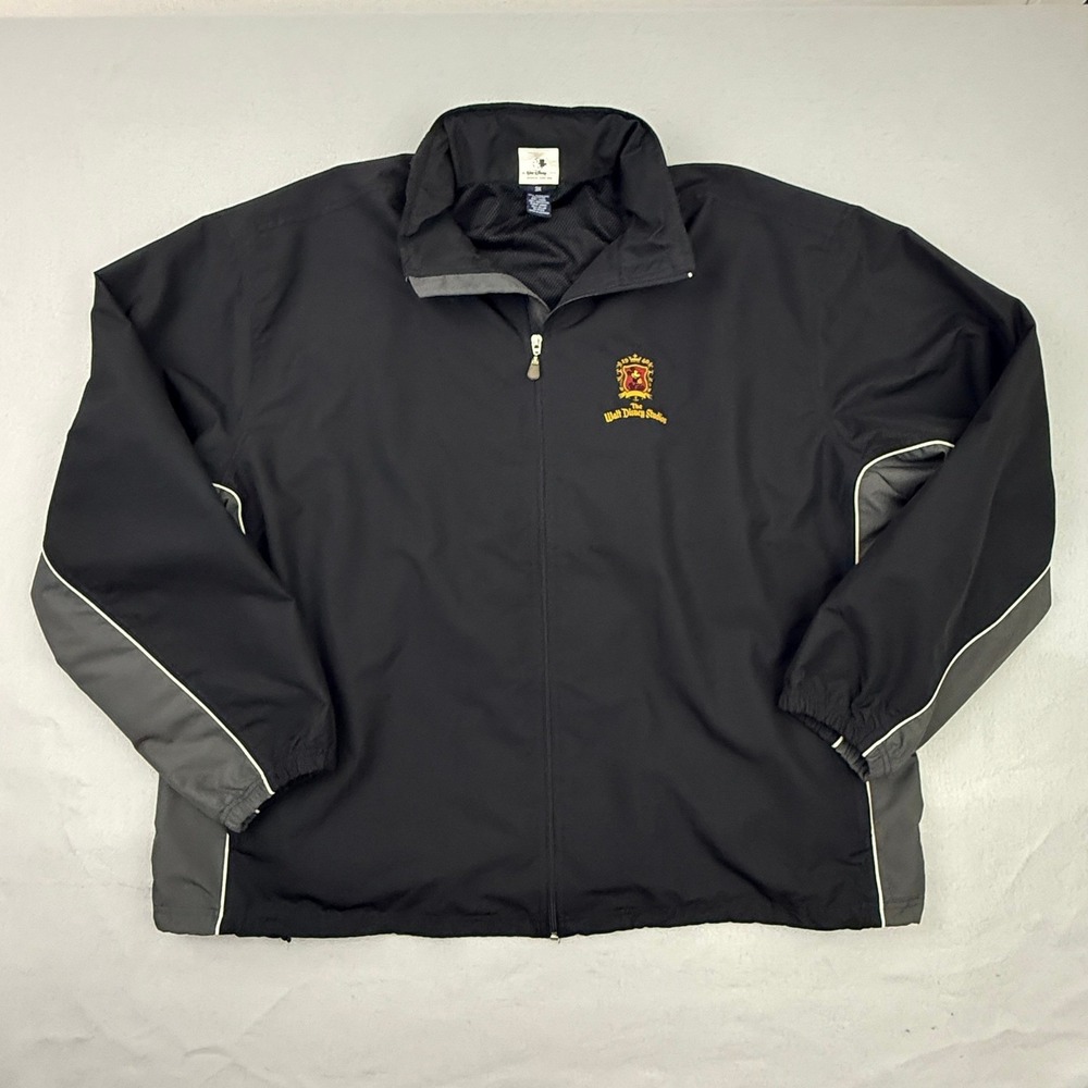 The Walt Disney Studios Windbreaker Men 3X Black Zip Up Hooded Microfiber Jacket
